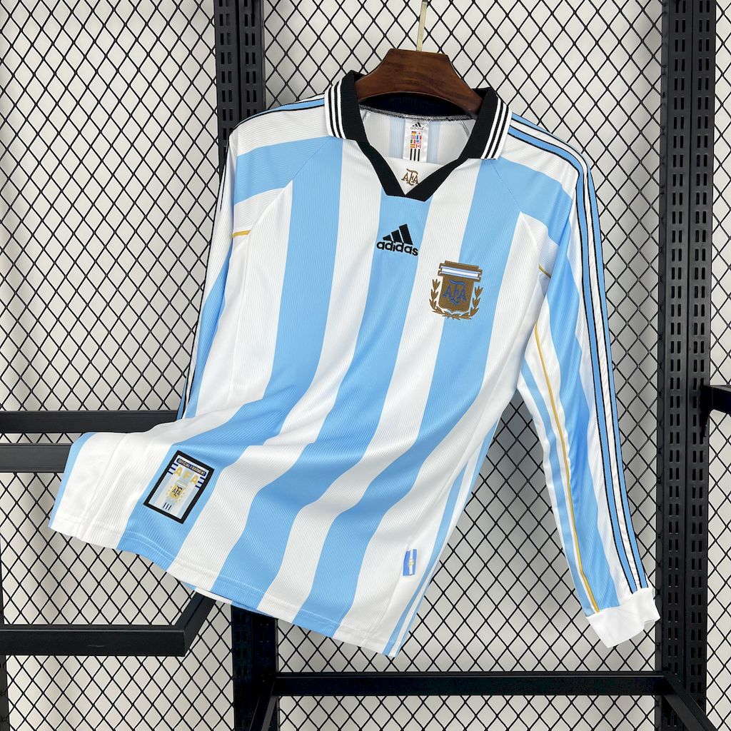 1998 Retro Long Sleeve Argentina Home Football Shirt 1:1 Thai Quality