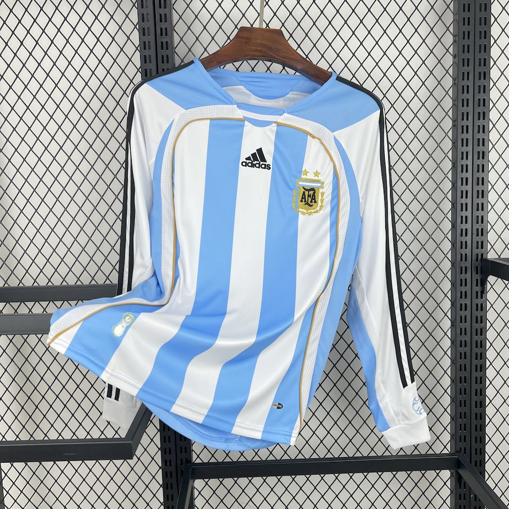 2006/2007 Retro Long Sleeve Argentina Home Football Shirt 1:1 Thai Quality