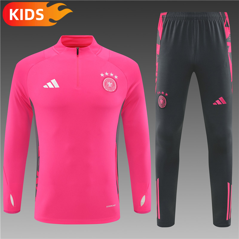 2024/2025 Germany Half-Pull Training Wear Pink Football Shirt Kids Size