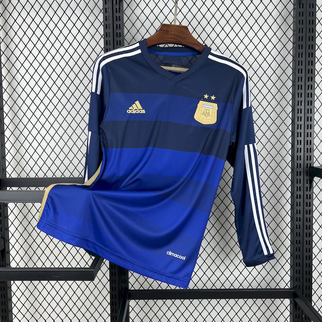 2014 Retro Long Sleeve Argentina Away Football Shirt 1:1 Thai Quality